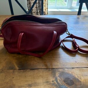 Leather Crossbody Satchel in Chili Red Doctor Bag